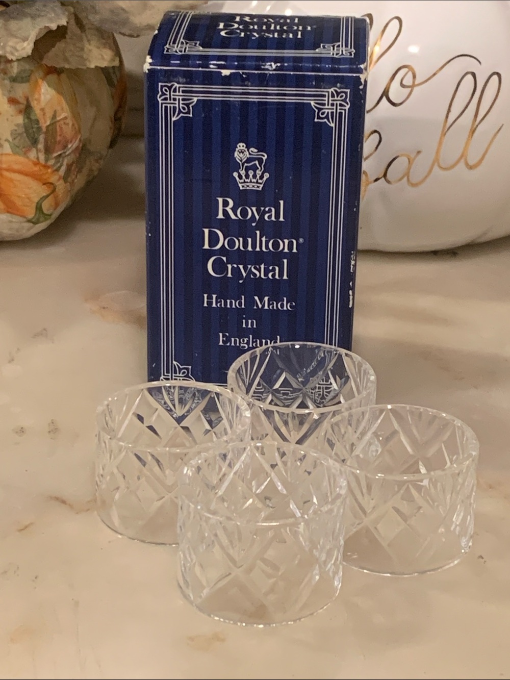 Royal Doulton Crystal Napkin Rings Set of Four